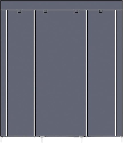 Miniatura 5 de Armario portátil de 69 pulgadas, armario para colgar ropa con 2 varillas para colgar, 9 estantes organizadores de almacenamiento de ropa, armario de