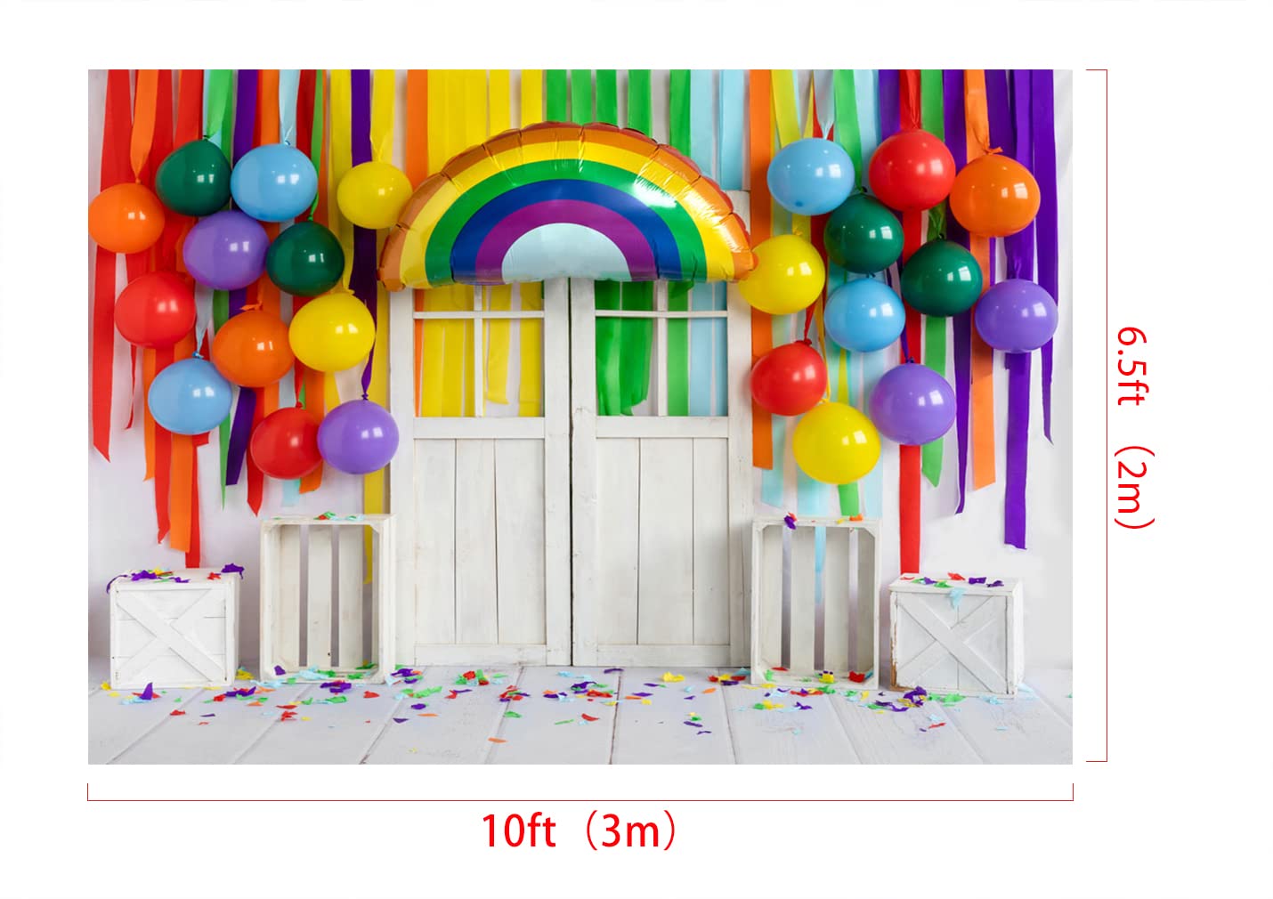 Kate 3x2m Ballon Fotografie Hintergrund Bunte Luftballons Regenbogen Kulissen Mädchengeburtstag Hintergrund Mikrofaser Kinder Party Deko Banner Neugeborene Fotograf Fotostudio Requisiten