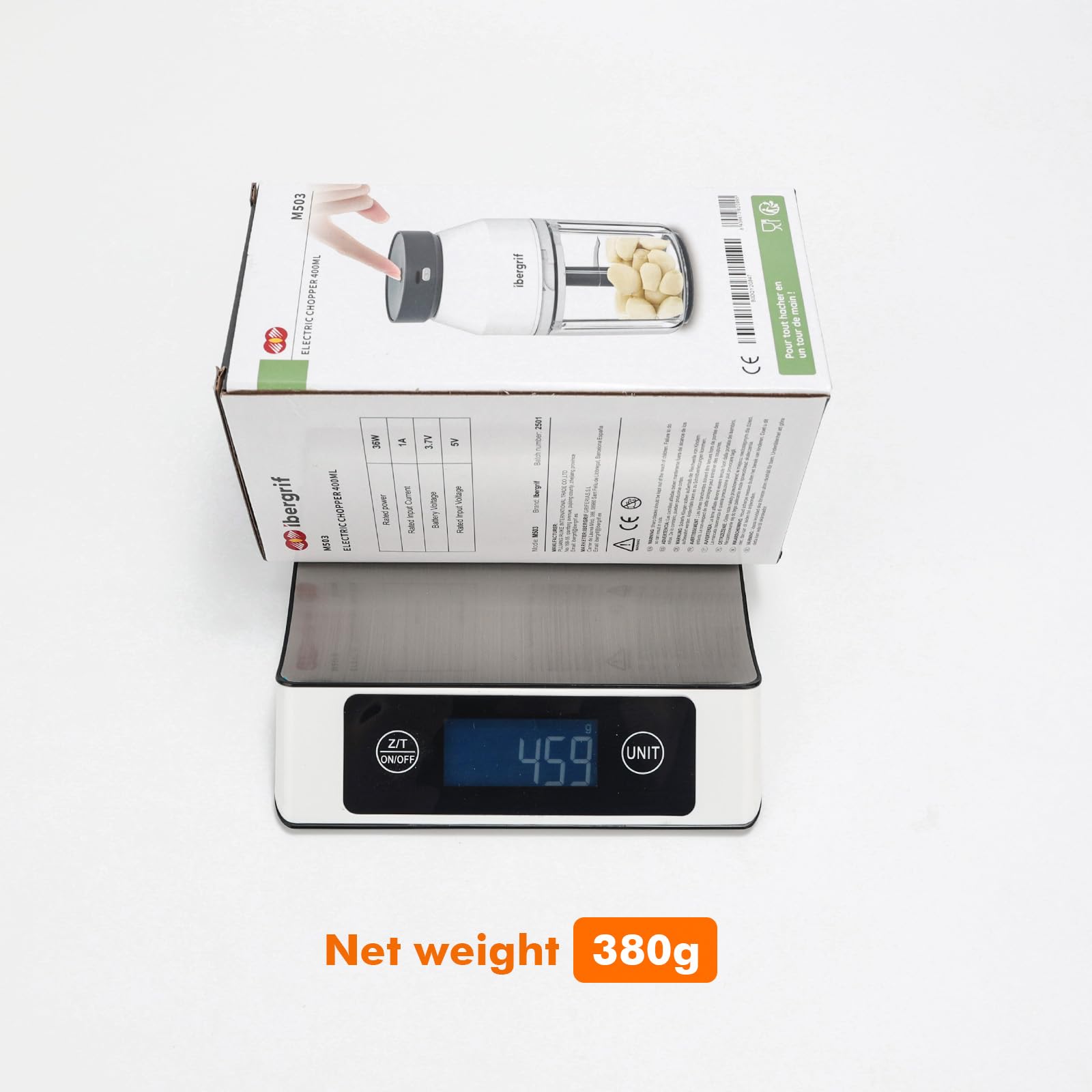 Ibergrif M503 Mini Tritatutto Elettrico, Robot Tritatutto da Cucina 400ml, Ricarica USB, Multifunzione, Portatile Tritatutto da Cucina Elettrico per Verdura, Frutta, Carne e Integratore per Bambini