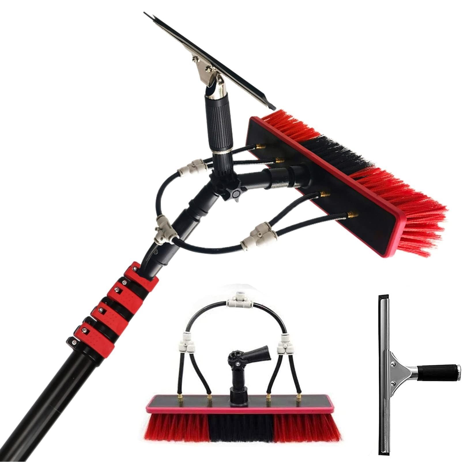 IUokLU Water Fed Pole Window Cleaning Kit with Brush and Pipe System for Glass and Solar Panels(size 24FT)