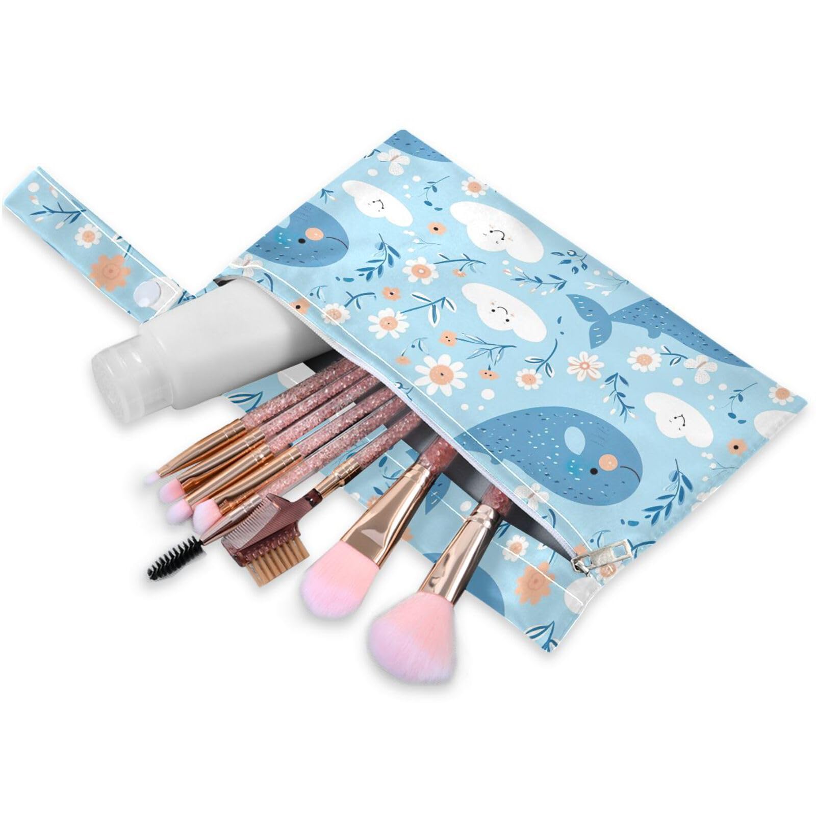 Coikll Wet Dry Bags for Cloth Diaper 2 Pack Waterproof Yoga Gym Bag for Swimsuit Wet Clothes Baby Items-?Cute Whales?