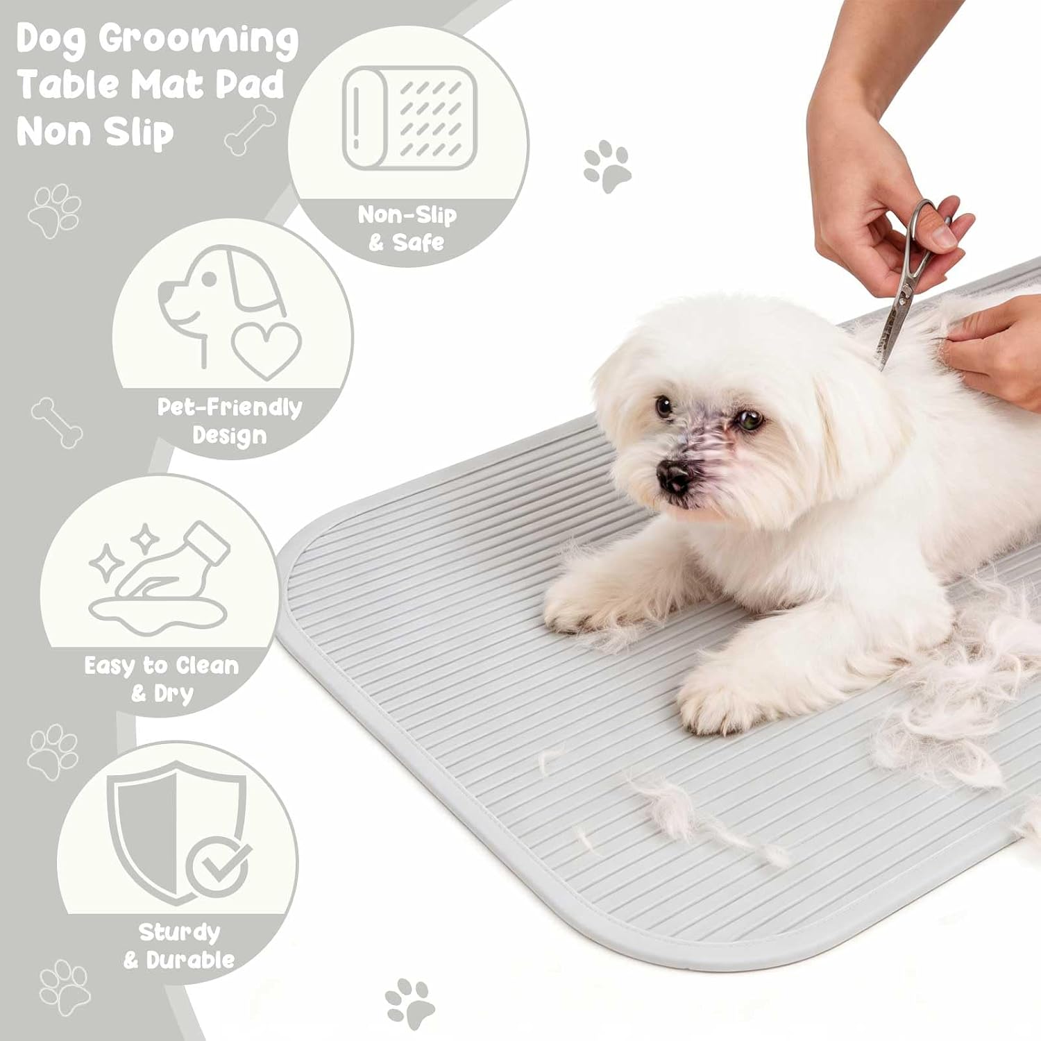 Dog Grooming Table Mat Pad Non Slip，Silicone Durable Premium Non-Slip Dog Bath Mat，Slip Mat - Bathing Mat for Pets，22.45inchX15.75inch (Grey)