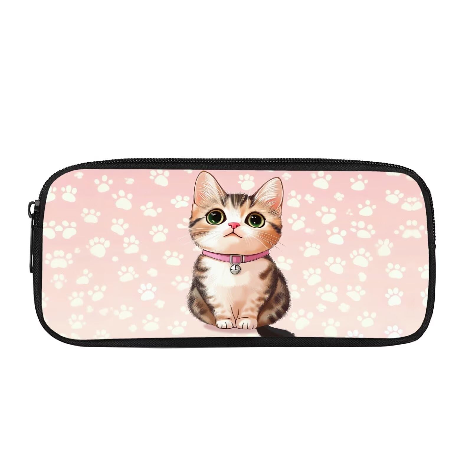 Showudesigns Cute Cat Pencil Case for Girls Age 5-8 Kids School Supplies Big Storage Pencil Bag Pen Pouch Pink Portable Pen Holder Box Office Makeup Bags for Students