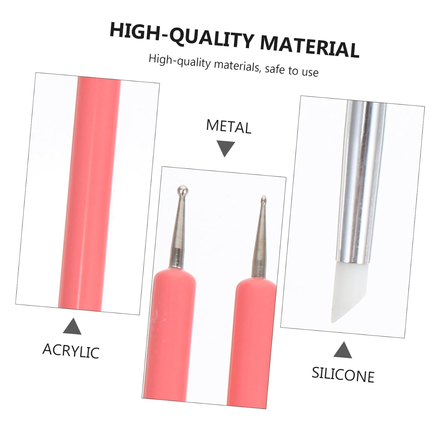 ABOOFAN 5 Pcs Dual-head Nail Art Dotting Pen with Silicone Brush Pink Set for Manicure DIY Nail Gel Painting and Rhinestone Design Tools