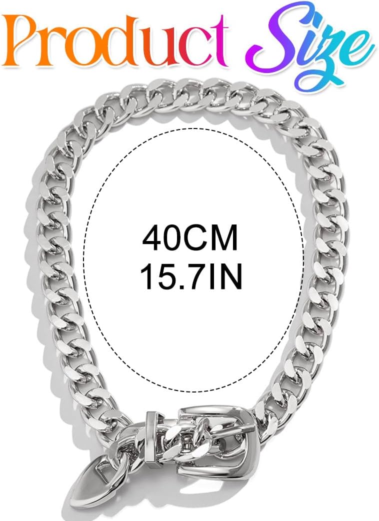 Nicute Gold Chunky Choker Necklace Cuban Link Chain Thick Belt Chain Necklace for Women - Image 7