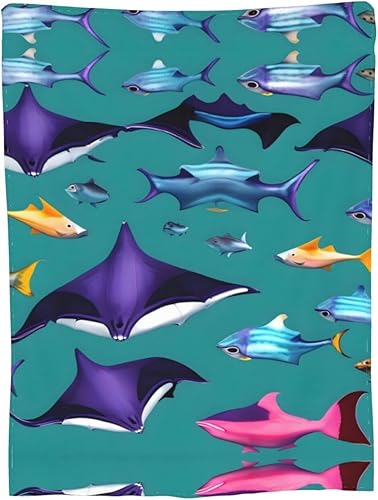Miniatura 9 de Manta Ray and Fishes de franela ultra suave, perfecta para cama, sofá, campamento, noches de películas frías y viajes