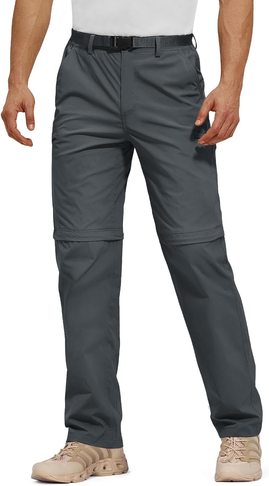 FREE SOLDIER Men's Outdoor Cargo Hiking Pants with Belt Lightweight Waterproof Quick Dry Tactical Pants Nylon Spandex