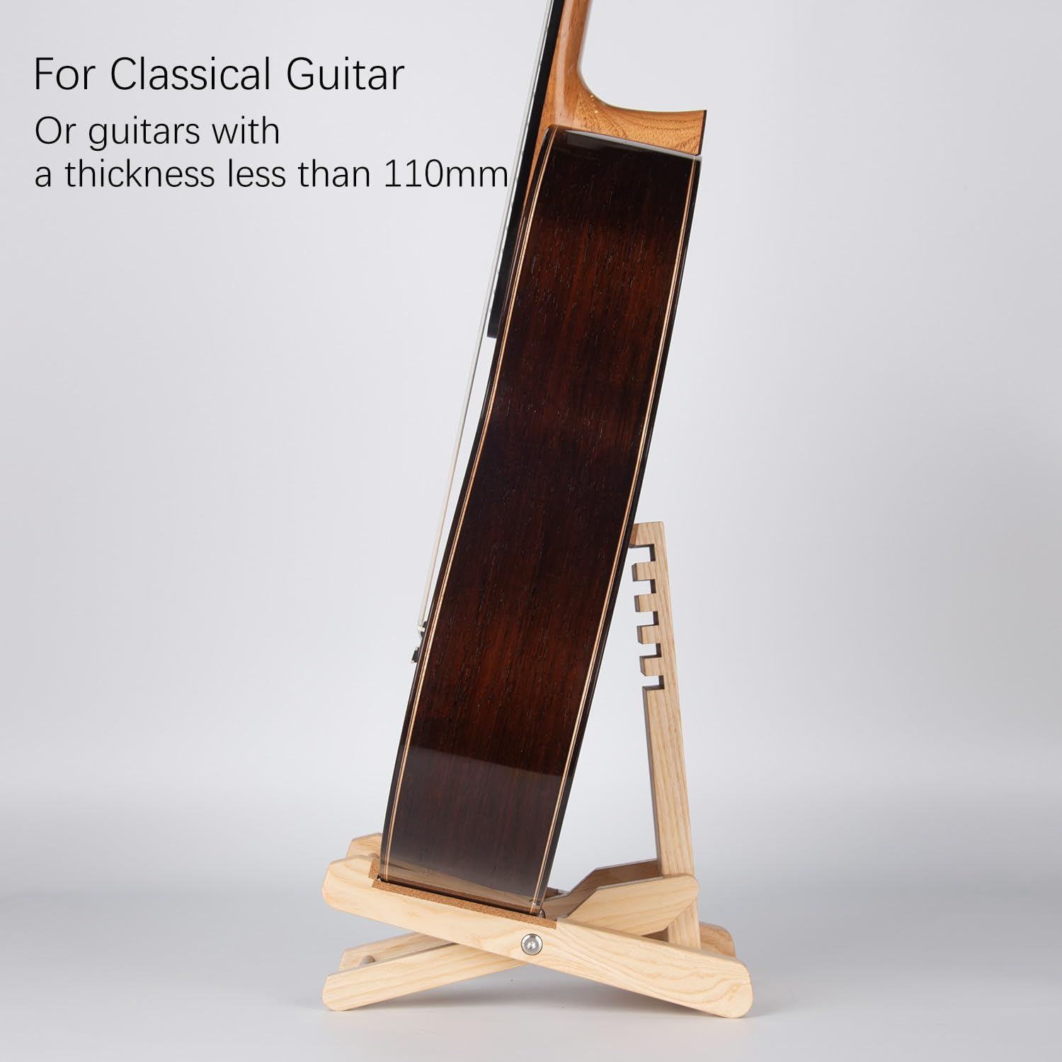 SPIKE 2-in-1 Guitar Stand & Footstool, Adjustable Foldable Wooden Stand for Classical & Nylon String Guitar, Solid Ash Wood, Compact & Portable