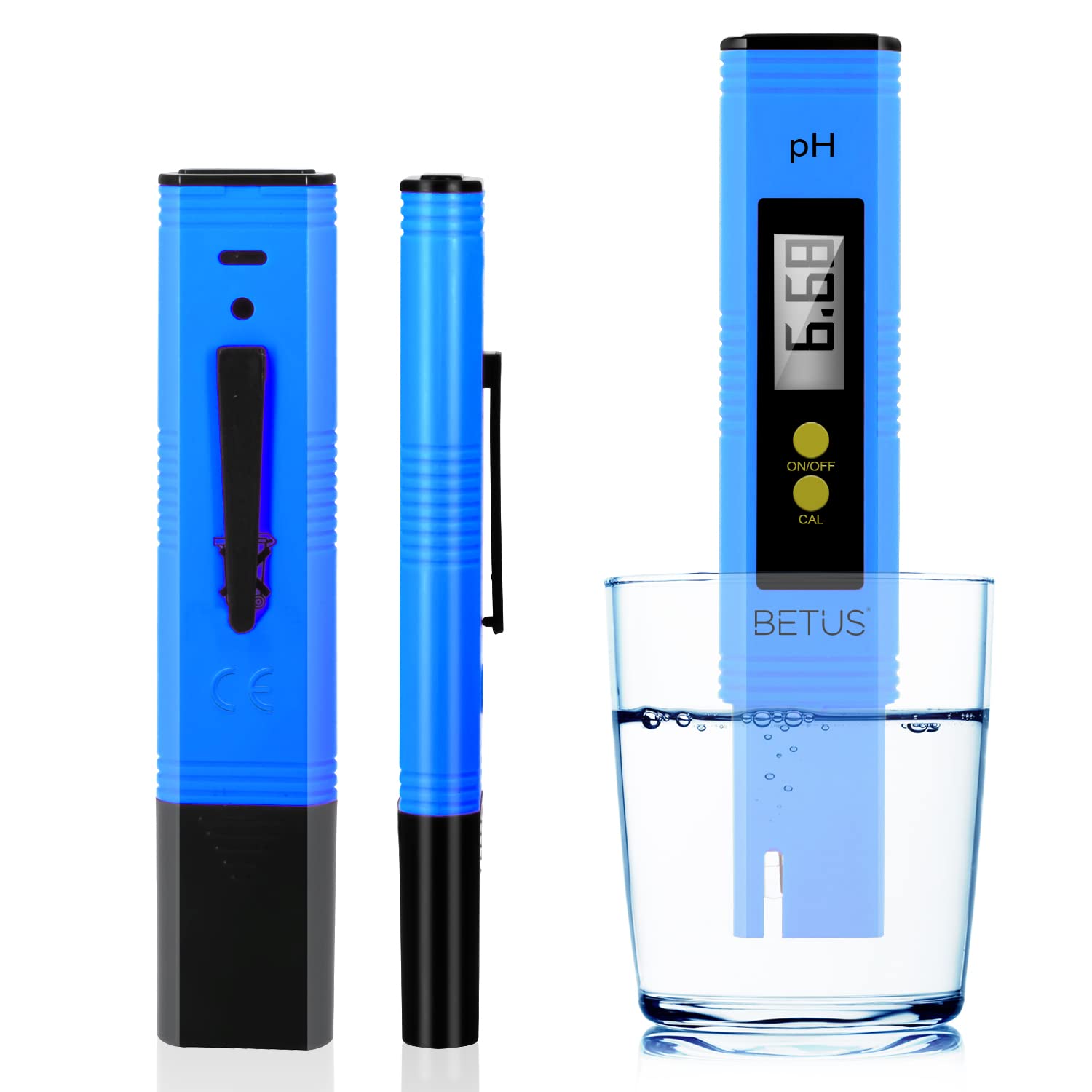 Betus Digital pH Meter for Water – pH Tester with 0.01pH Accuracy, 0-60 Celsius, 0-14 PH Measurement Range – Drinking Brewing Food Hydroponics Aquariums (Blue)
