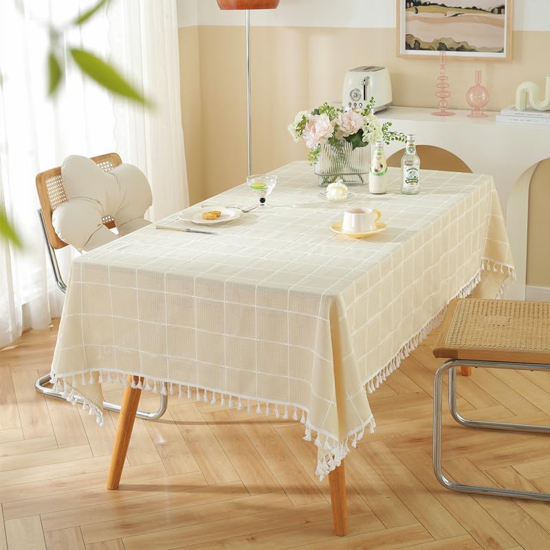Nappe rectangulaire jaune anti-poussière et imperméable contre les taches de table