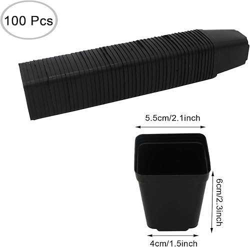 Miniatura 2 de GOETOR Macetas cuadradas para vivero, 100 unidades, contenedor duradero para iniciar plántulas o suculentas (2.2 pulgadas)