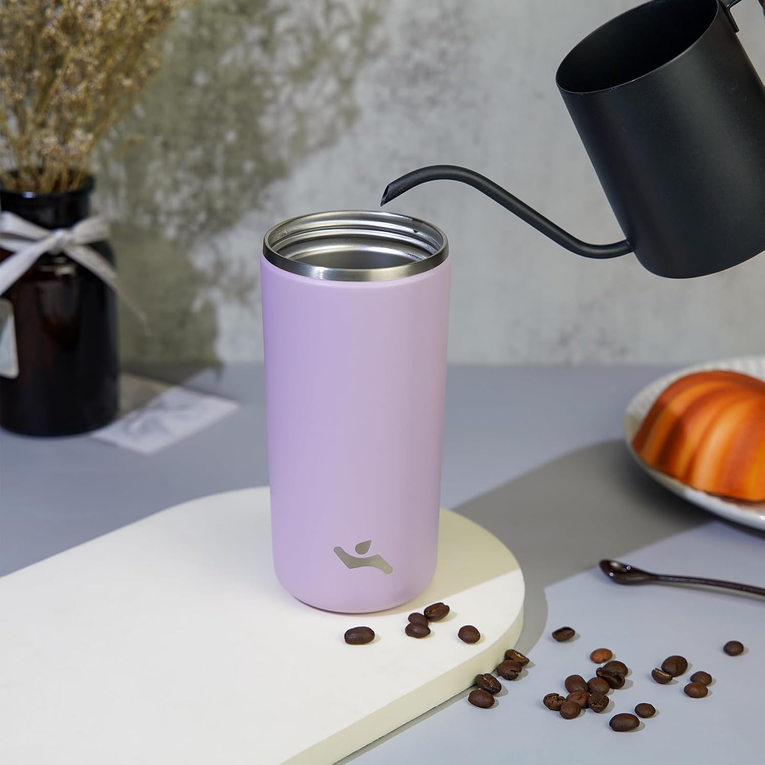 Konokyo 16oz Travel Coffee Mug with Lid, Insulated Stainless Tumbler