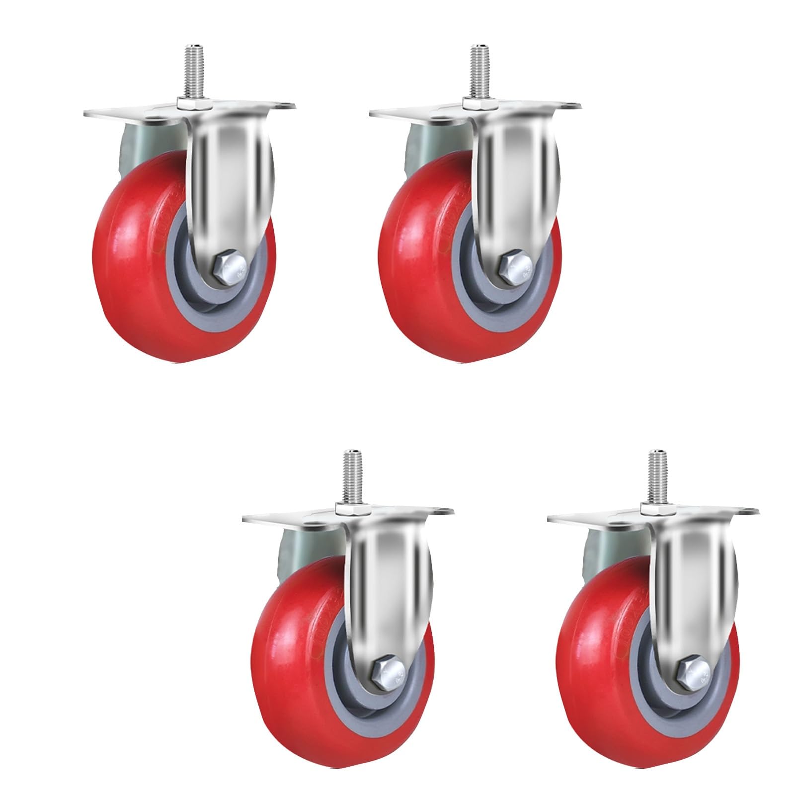 Ruote girevoli in Poliuretano per impieghi gravosi da 3" 4" 5" Dimensioni M16*30 Design a Doppio Cuscinetto Ideale per carichi Pesanti con Funzione Freno (5 Pollici)