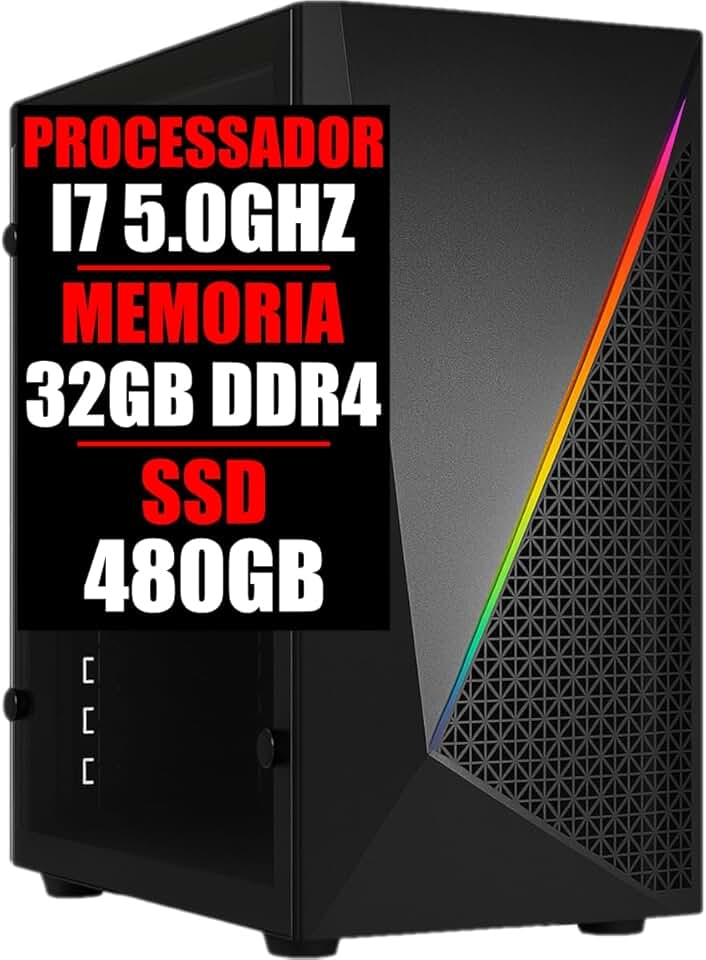 PC GAMER I7 10 GERAÇÃO 5.0GHZ, 32GB DDR4, SSD 480GB (16GB DDR4)