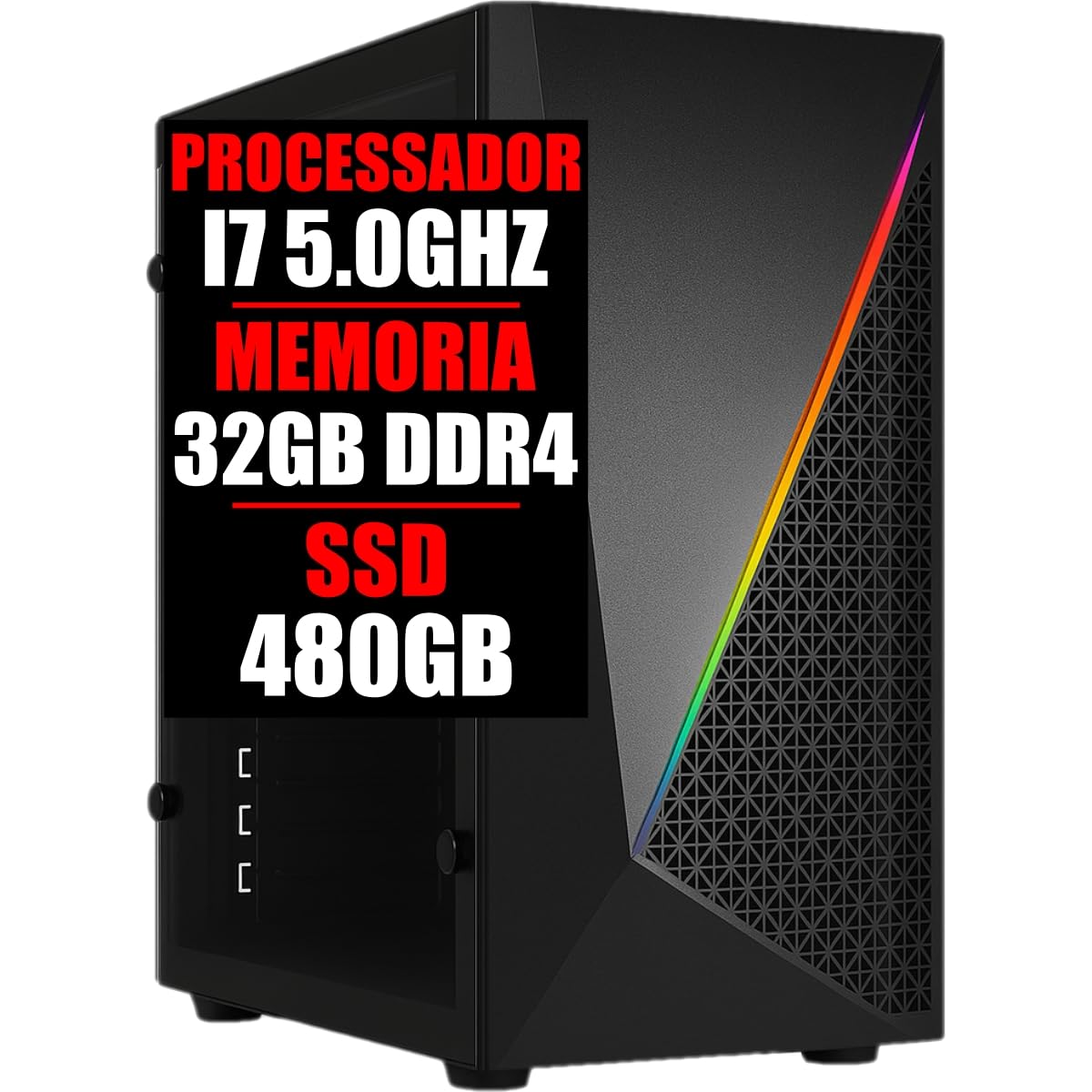 PC GAMER I7 10 GERAÇÃO 5.0GHZ, 32GB DDR4, SSD 480GB (16GB DDR4
