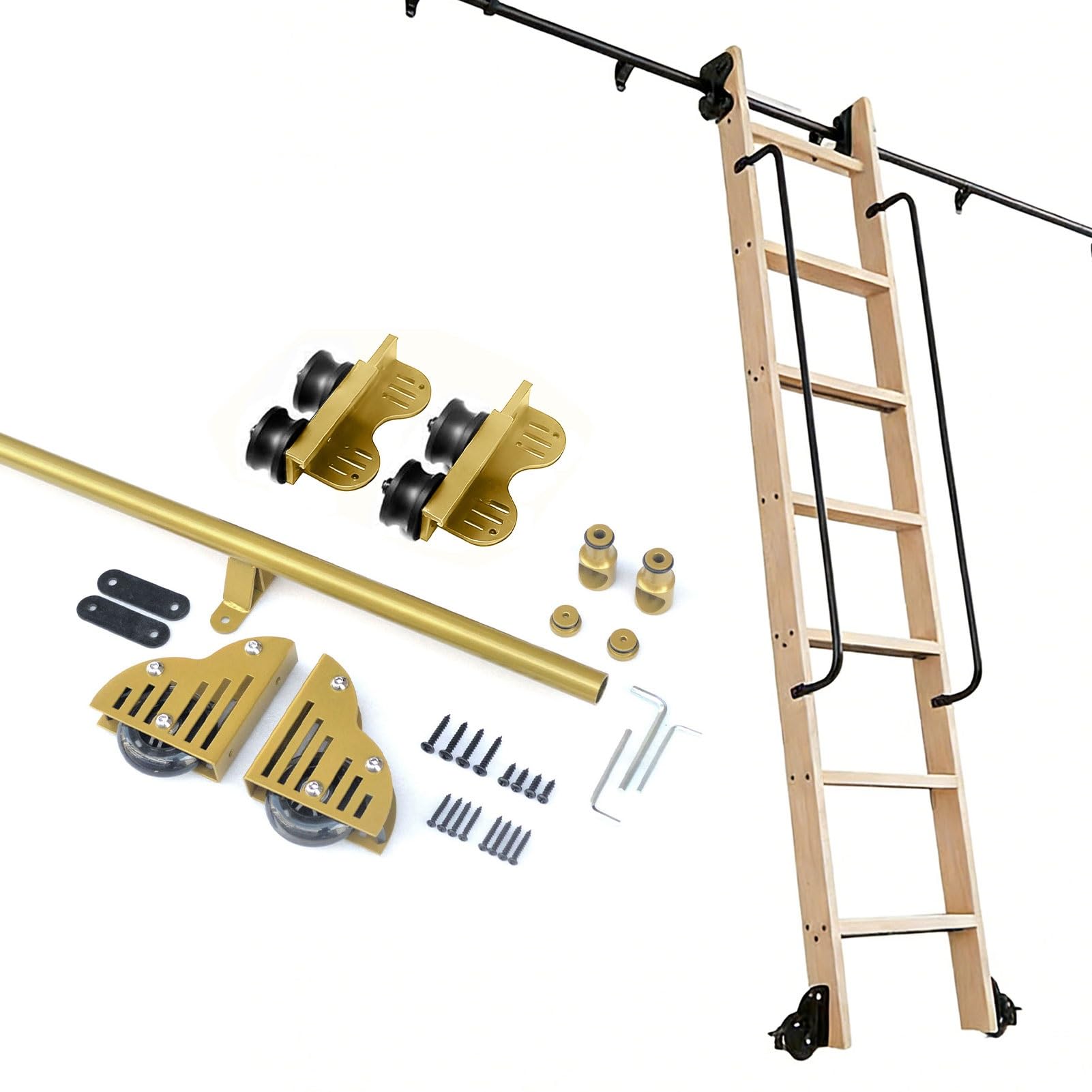Kit rail télescopique pour échelle coulissante de bibliothèque réglable