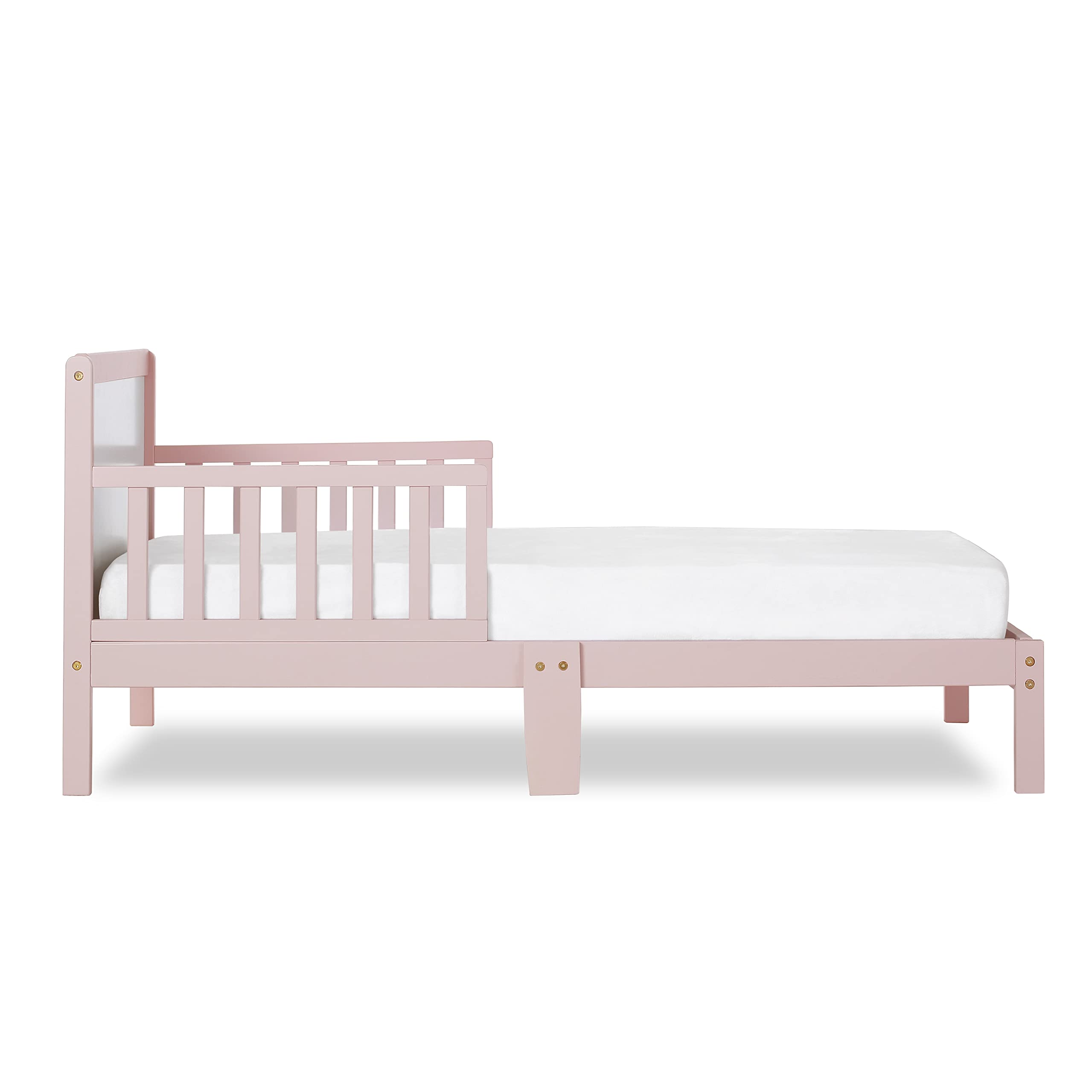 Dream On Me 648-WHT Brookside Toddler Bed, 53L x 29W x 28H, Blush Pink/White