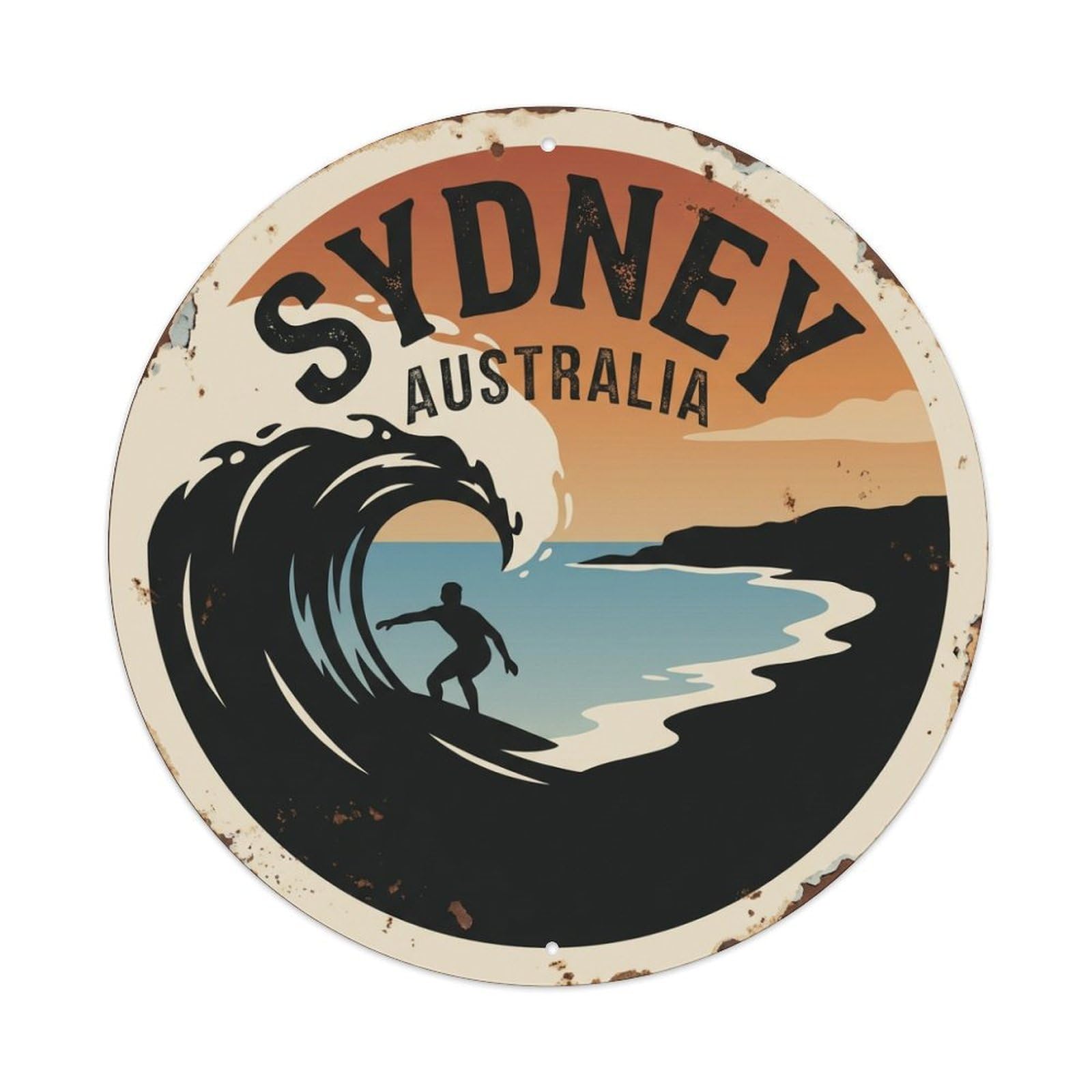 Vintage Travel Sydney Australia Surfer Metal Tin Sign