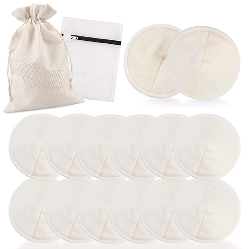 Phogary - 12 almohadillas de lactancia de bambú lavables reutilizables orgánicas con bolsa de lavandería y bolsa de almacenamiento suaves y