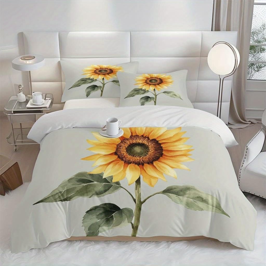Housse de couette feuilles de tournesol pour chambre d'amis douillette