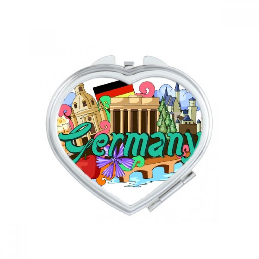 Miroir compact bière Allemagne graffiti cœur maquillage de poche