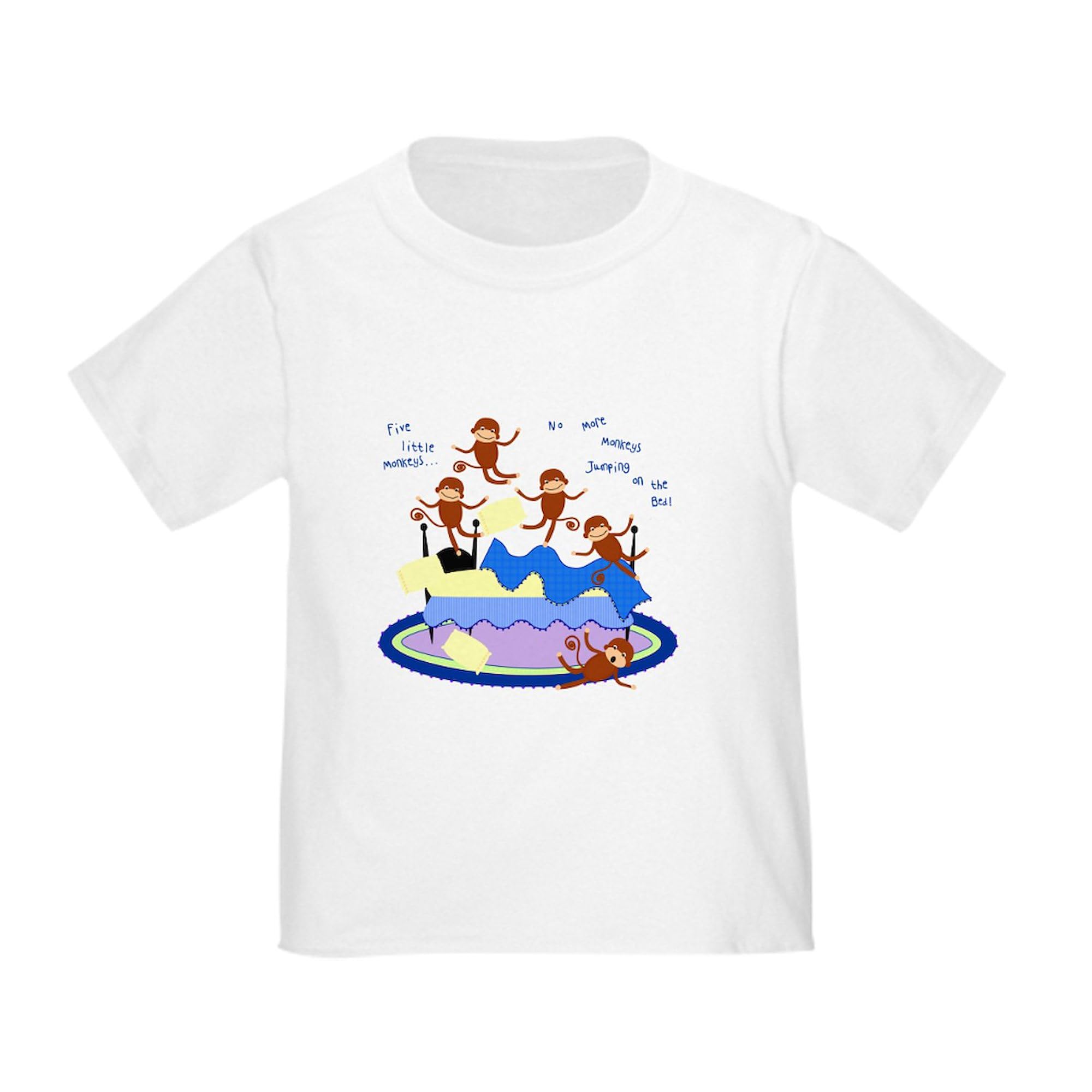 CafePress Five Little Monkeys... Toddler T Shirt Toddler Graphic Tee, 100% Cotton White