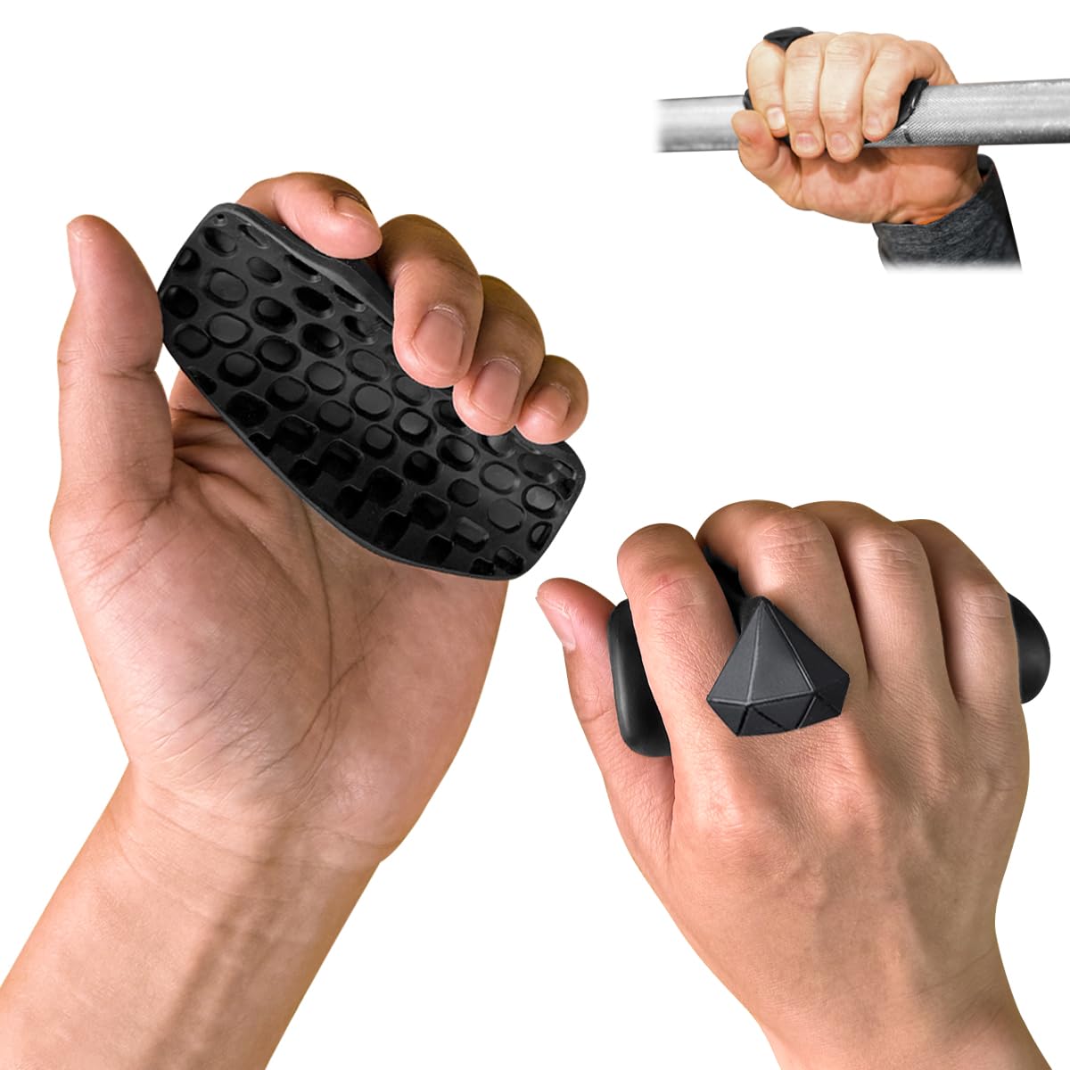 Rubber Gym Grips Weight Lifting Grips for Men & Women, Anti Slip Workout Grip for Hand Protection, Weightlifting Grips for Workout, Dumbbell Gripper, Deadlift Grip Pad (1 Pair)-image-9