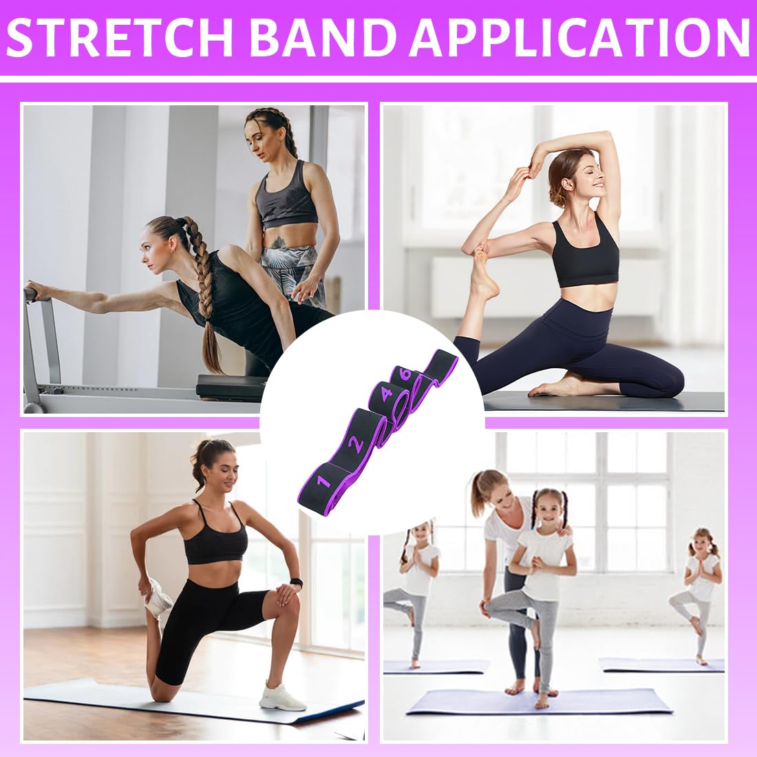 1 Pcs Ginnastica artistica, Elastico ginnastica artistica, Gymnastics Stretch Band, elastico danza yoga stretching band per allenatore in allenamento di ginnastica, yoga, latino, Viola