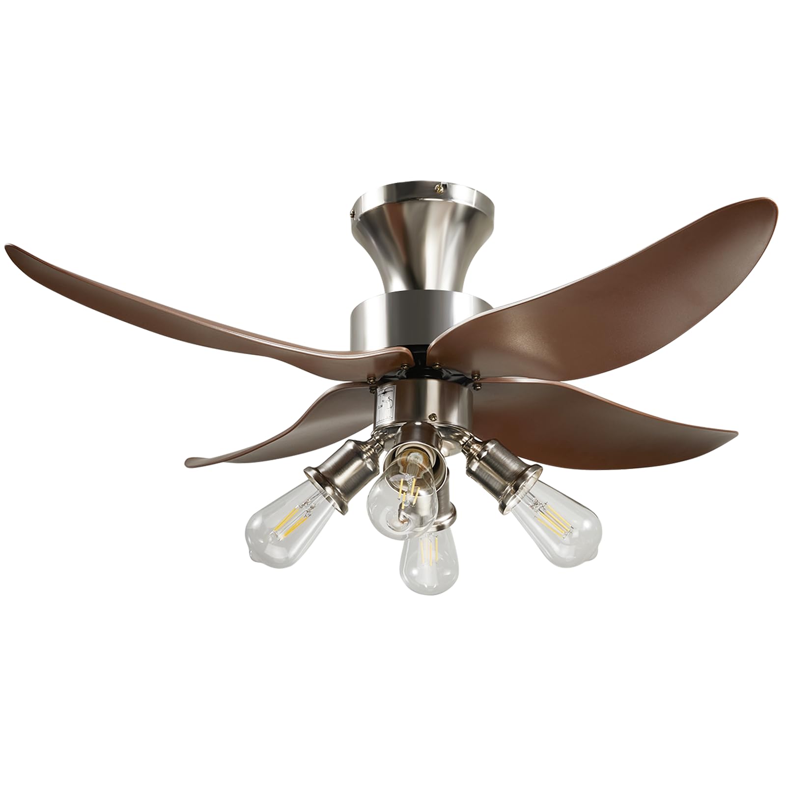 Ceiling Fan with Lights, 42" Low Profile Ceiling Fans with Remote, Modern Flush Mount Outdoor Ceiling Fans with 6 Wind Speeds, Reversible Blades for Bedroom Kitchen Living Room