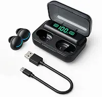 Fone de Ouvido Bluetooth 5.3 TWS Sem Fio com Estojo de Carregamento,Função power bank e Display LED de Bateria - Som Estéreo, À Prova d'Água, Compatível com Android e iOS