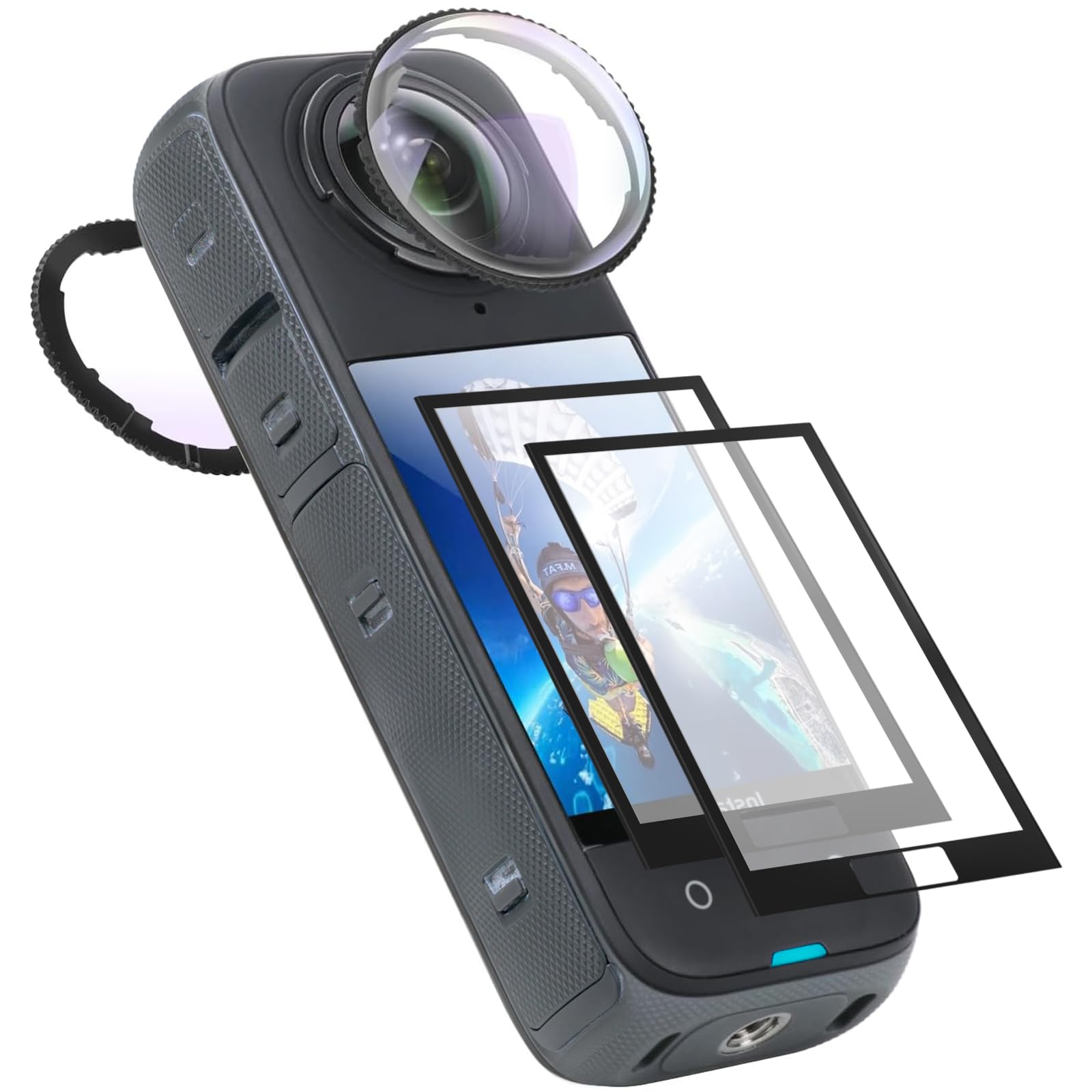 Semaiki Protezione obiettivo con pellicola protettiva per display per Insta 360 X4 9H antigraffio pellicola protettiva in vetro temperato per Insta 360 X4 accessori