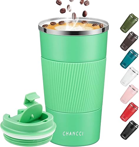 Taza de café de viaje a prueba de derrames, a prueba de fugas, taza de café aislada de 12 onzas con tapa de rosca, vaso de acero inoxidable al