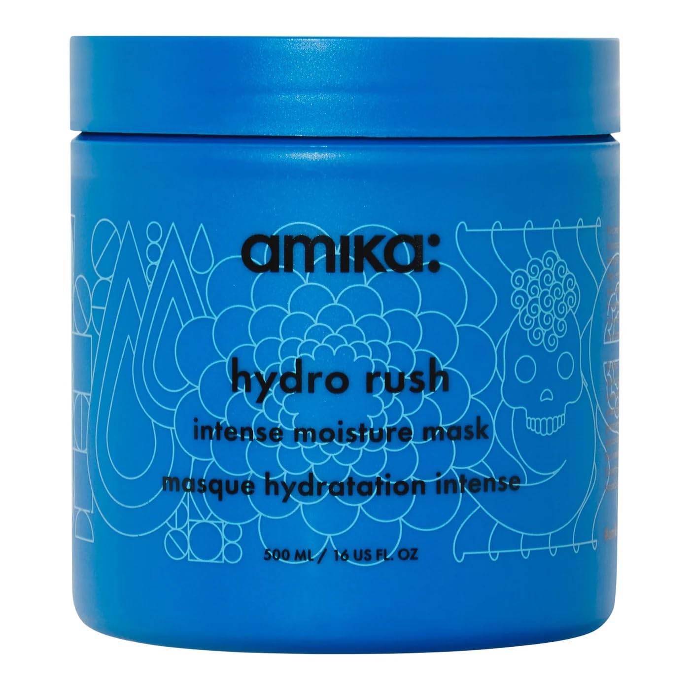 amika hydro rush intense moisture hair mask, hydrating hair care for dry + textured strands