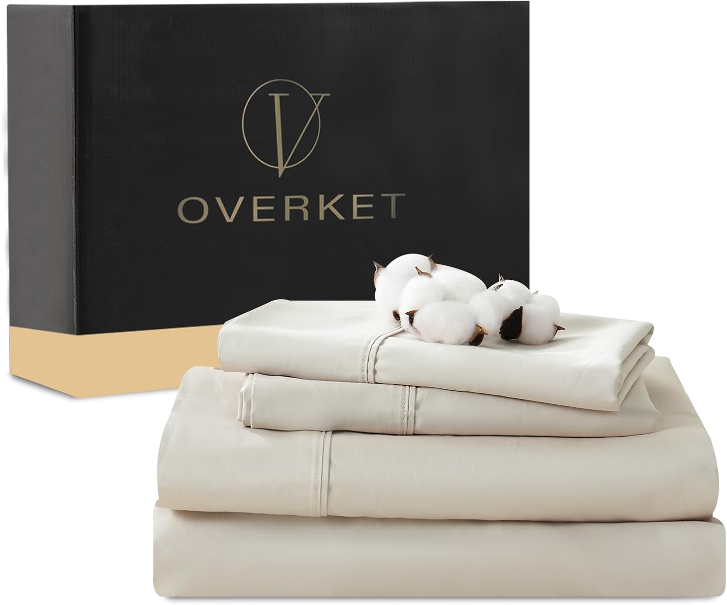 1000 Thread Count Egyptian Cotton Sheets Queen Size Set 4PCS Sateen Weave Soft Breathable 16-Inch Deep Pocket(Queen,Linen)