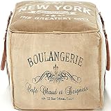 Kobolo Sitzpouf Pouf Sitzwüfel Hocker - BOULANGERIE - aus Canvas - mit Applikationen