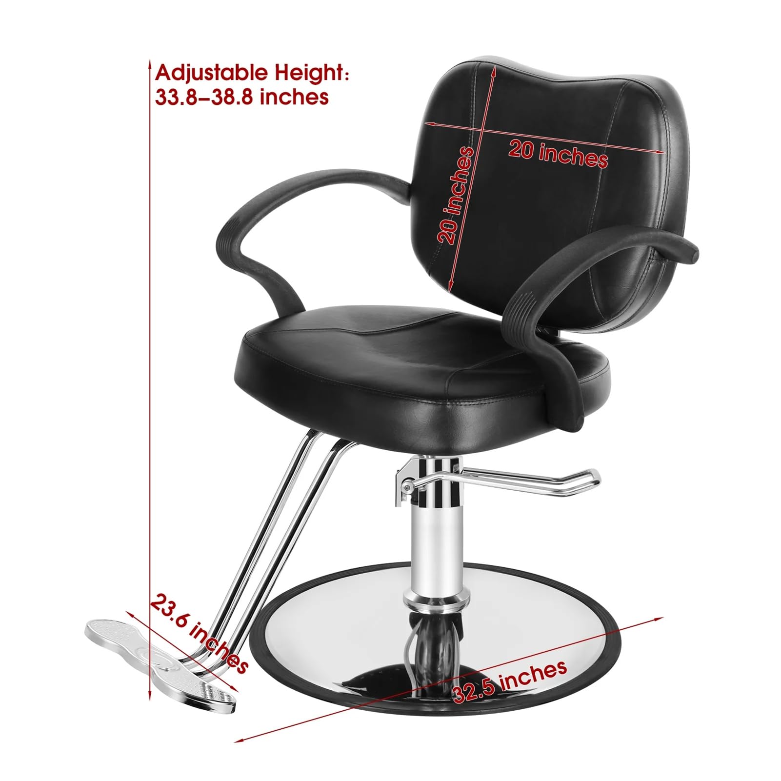 Friseursalon-Ausstattung Schwarzer hydraulischer Friseurstuhl Höhenverstellbar Schönheits-Shampoo- und Spa-Ausstattung Für Friseure und den Heimgebrauch
