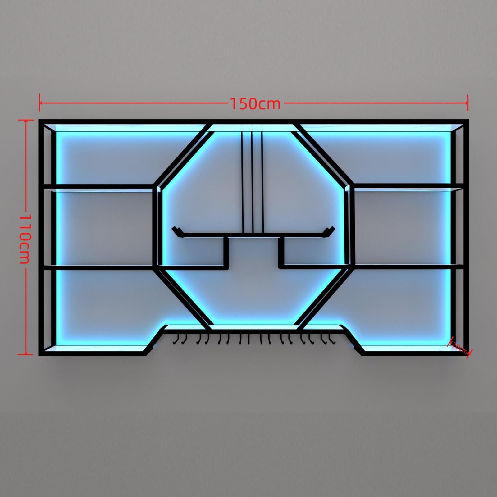 Estantes de Barra con luz LED para Montar en la Pared para el Bar de casa. Botellero de Metal Mejorado, Soporte para Botellas de Licor, Acabado Dorado decoración del Comedor.