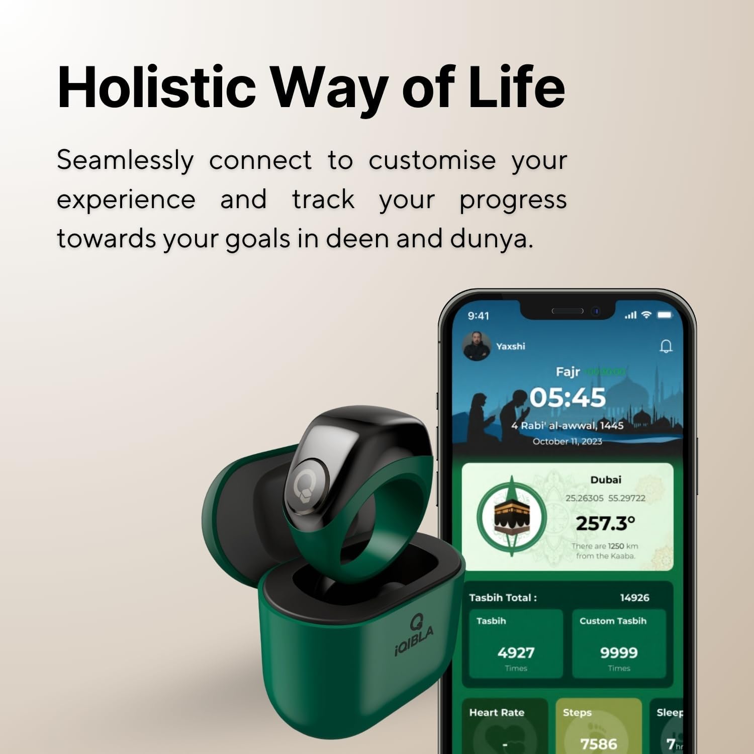 TAKVA - Zikr Ring Jood | Improved, Smart Tasbih Ring (Interchangeable Ring Sizes) (Black)