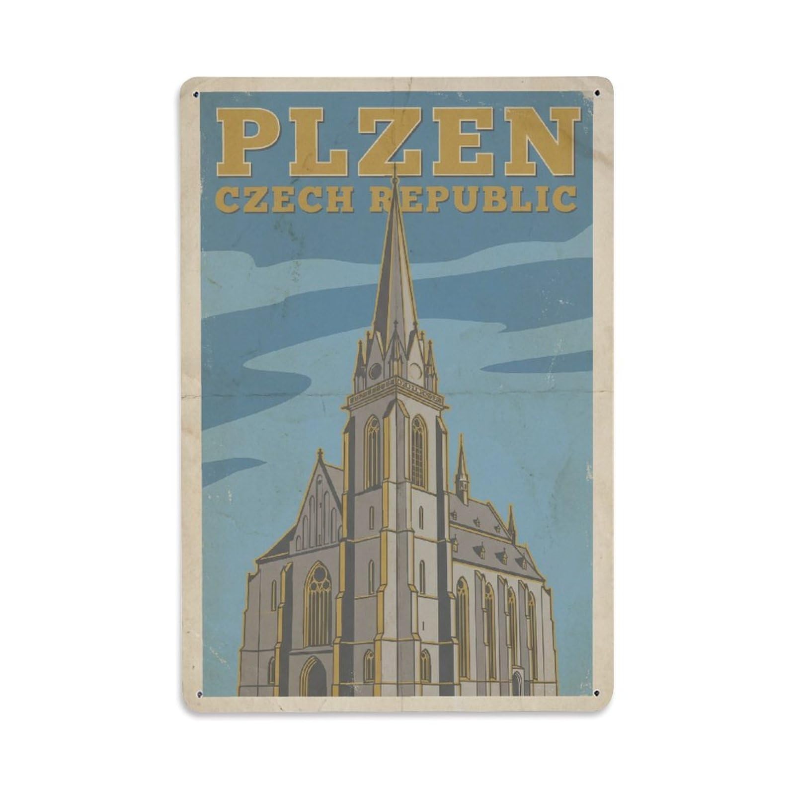 Czech Republic Plzen Vintage Metal Tin Sign