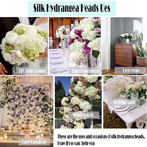 Exoment Silk Hydrangea Heads With Stems,Ivory White Artificial Flower Heads Diy Wedding Centerpiece Home Party Baby Shower Decor (10, Ivory White) #TOP6