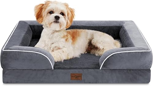 Miniatura 102 de Comfort Expression - Cama ortopédica perros pequeños, 20 x 14 pulgadas, impermeable, espuma soporte cartón de huevo, cojines extraíbles, sofá con