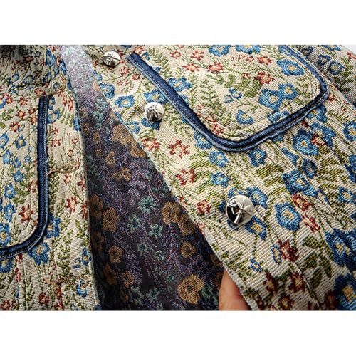Women's Long-Sleeved Sweet Peter Pan Collar Denim Jacket Floral Cropped Denim Jacket Jacquard Versatile4