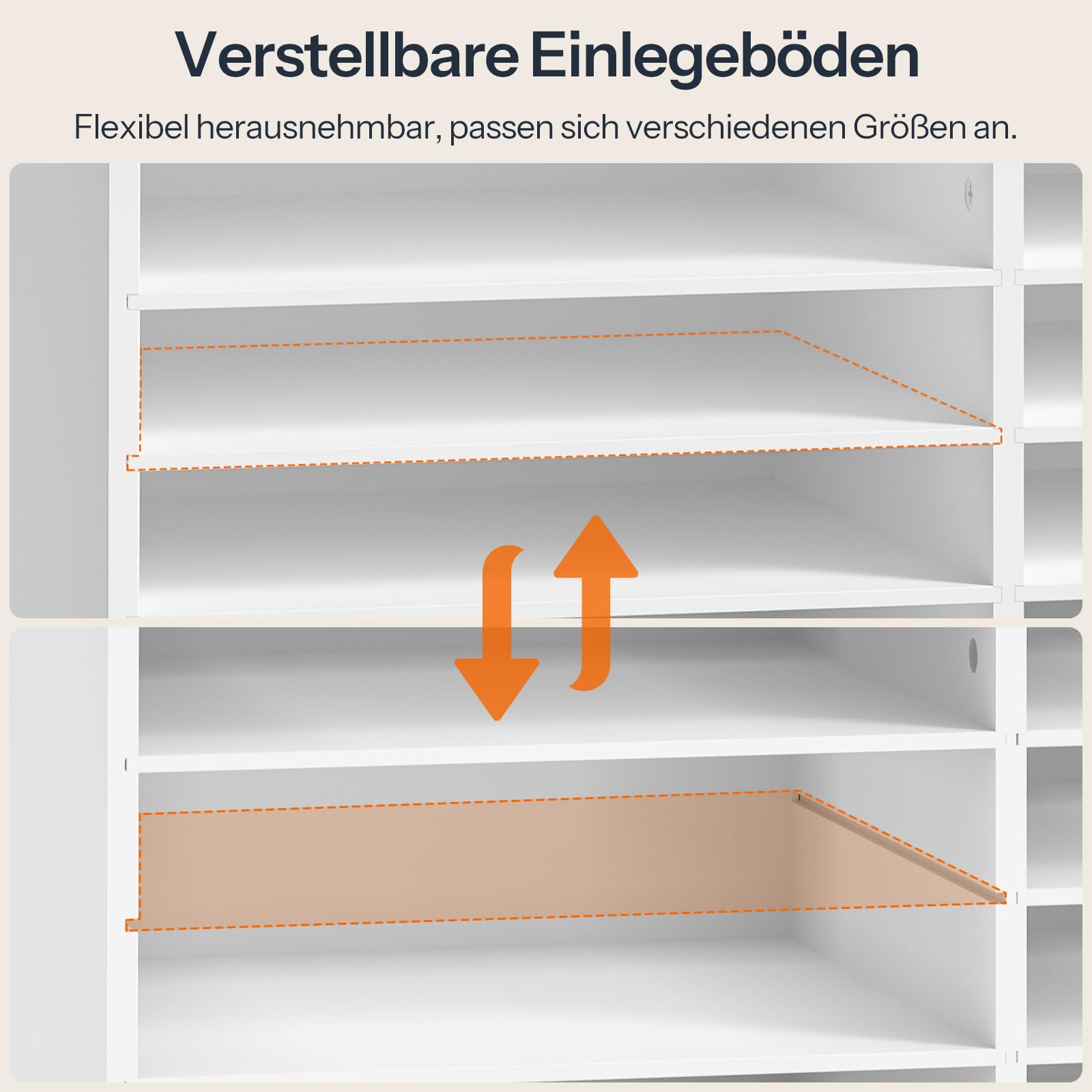 HOOBRO Rollcontainer mit abschließbarer Schublade und 8 Fächern, mobiler Aktenschrank, Schubladenschrank, Büroschrank, Bürocontainer, Schreibtisch Unterschrank, für Büro, Wohnzimmer, Weiß EWB55WJ01