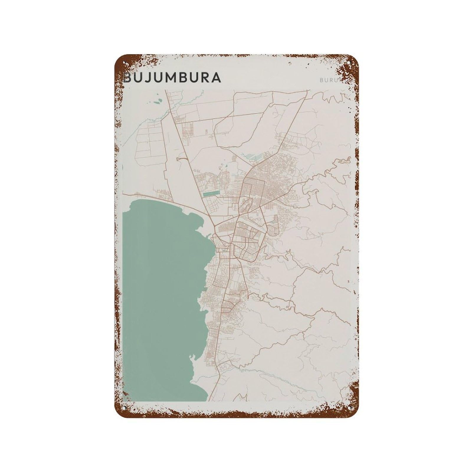 xiaoxiaoshen Bujumbura Map Burundi Travel Gift Minimalist (2) Wall Decor Art Metal Tin Poster Modern Home Decor Art Home Bar Shop Decorations Vintage Sign 30x20cm