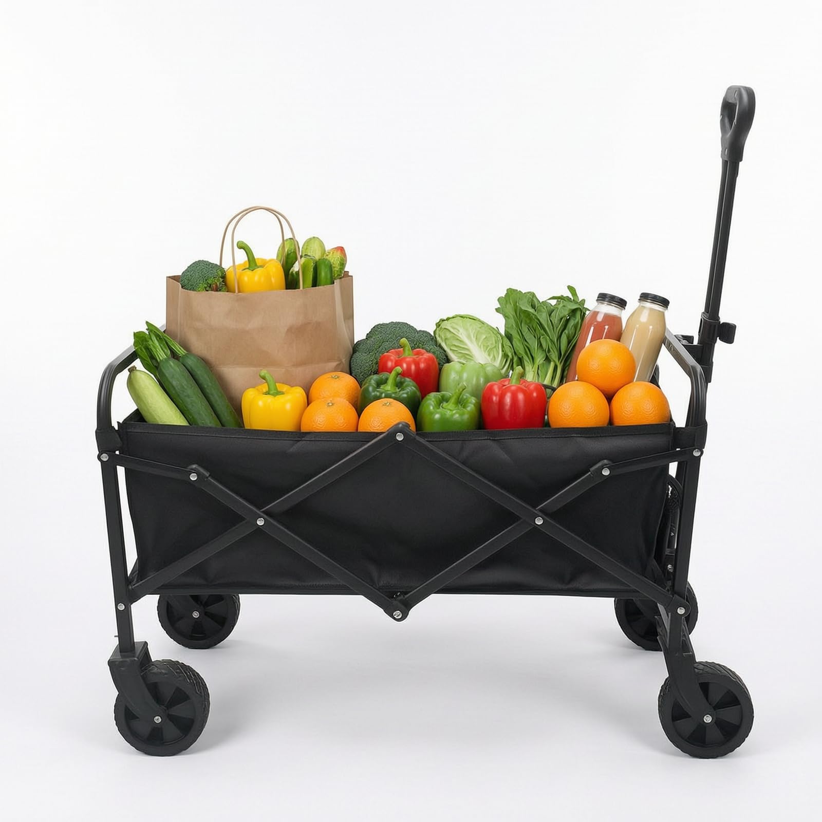 Heavy Duty Folding Wagon Cart with All-Terrain Wheels for Camping Shopping