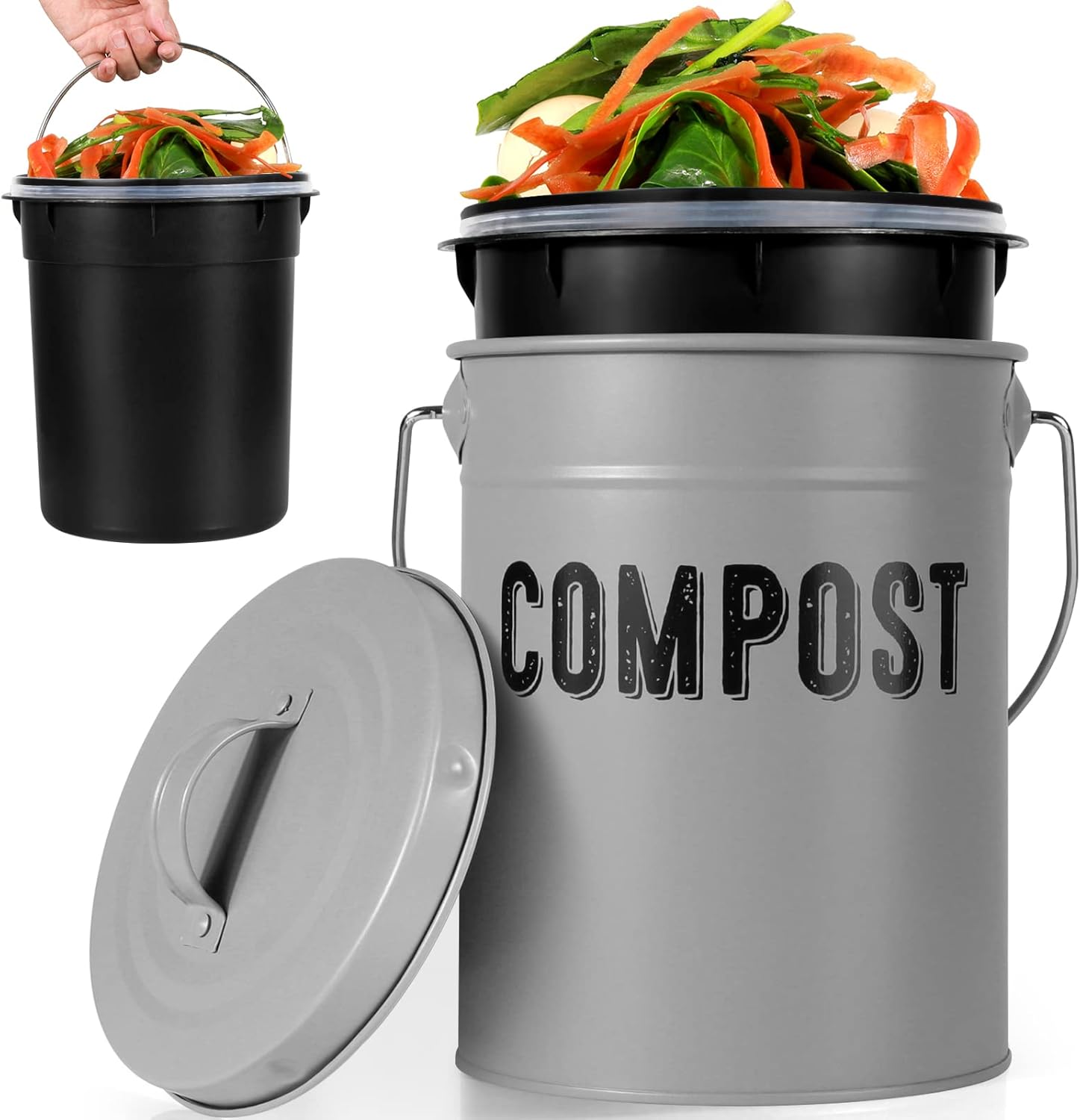 Compost Bin Kitchen Counter, Indoor Compost Bin, Includes Inner Bucket