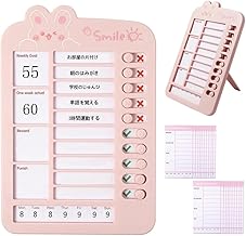 CHYG忘れ物チェッカー かわいい子供用大人わすれもの チェッカー ブランクカード26枚付き日常準備リス チェックリスト TO DO リストやることリスト子供準備リスト 持ち物チェッカー 習慣 時間管理リストボード 持ち物リスト日常業務用 ︎ (ピンク)