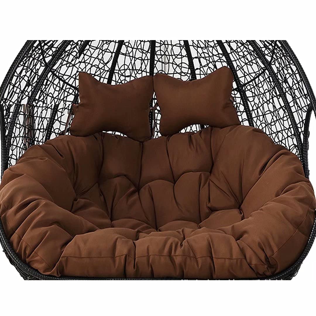 Yadlan Egg Chair Cushion 52 inch, Double Hanging Wicker Rattan Egg Swing Cushion Replacement, 2 Person Hanging Egg Hammock Chair Washable, Sun-Resistant and Waterproof Brown