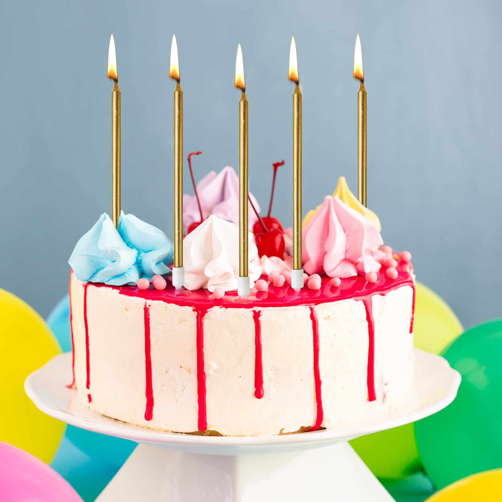 60 Bougies Spirale Dorées Pour Gâteau D'anniversaire - SJACXANM - Longues Et Minces Avec Supports Inclus - 3
