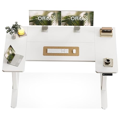 OffiGo U-förmiges Höhenverstellbarer Schreibtisch, 140 x70 cm, Elektrischer Steh-Sitz Tisch,